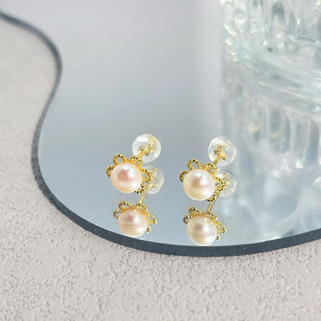 925银耳饰 S925银镀金花瓣耳钉轻奢气质小众简约百搭经典精致