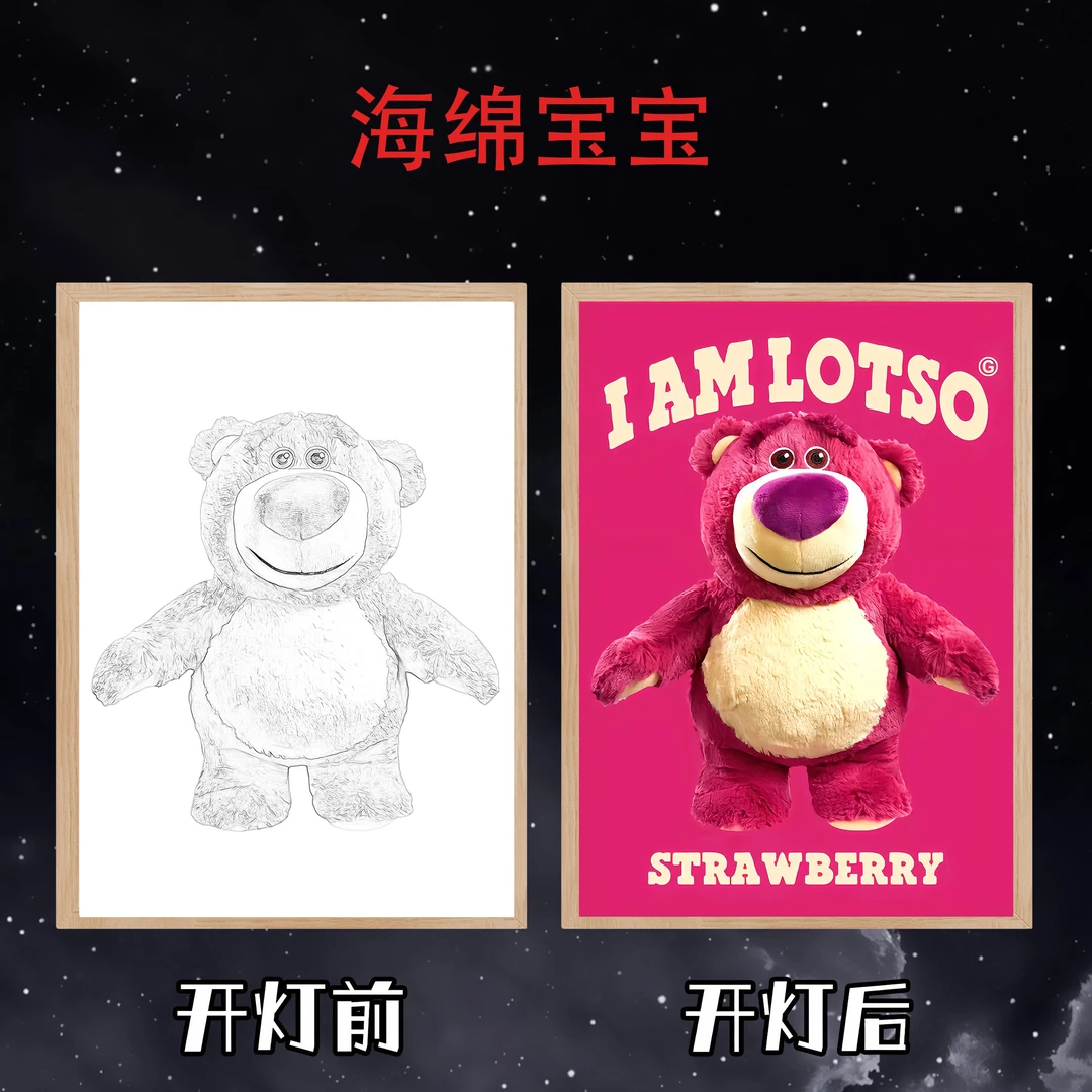 【草莓熊】灯光画小夜灯房间床头摆件高颜值LEd珠送孩子送朋友礼物