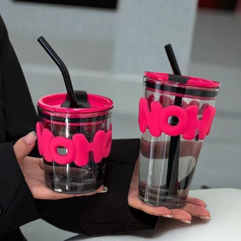 【英子专属】ins风创意梦幻情侣玻璃杯吸管双饮口情侣学生水杯CYX