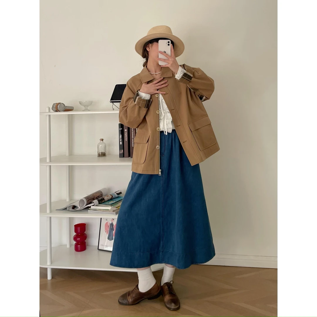 【杭州S姐精品女装】短款外套女小个子宽松工装开衫夹克上衣11101