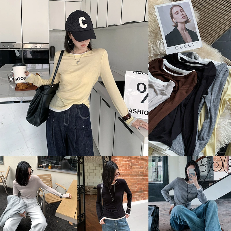 十三粥私服 天丝叠叠TEE 宽松不挑人舒适柔软显瘦五色圆领针织衫