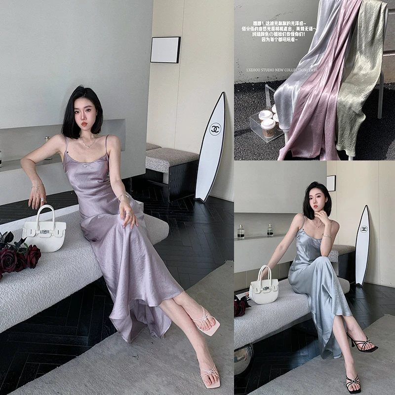 十三粥私服 王炸醋酸裙 新款高级感收腰显瘦舒适醋酸吊带连衣裙