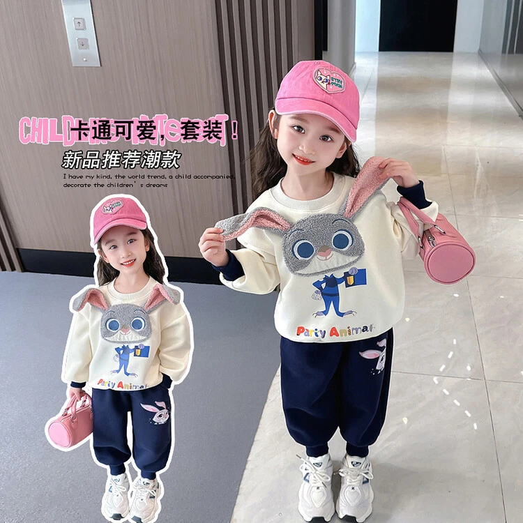 女童秋装套装2023新款3-9岁儿童潮款套装女宝卫衣套装春秋季洋气