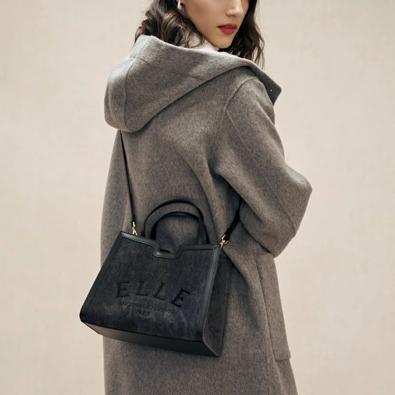 ELLE25欧若风新款女包潮流ins时尚单肩包印花做旧手提斜挎包24071