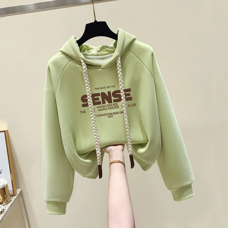 高档卫衣女款小个子秋冬季2025新款韩版宽松连帽短款套头上衣外套