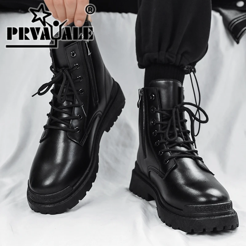 【裴罗尔】马丁靴男2025新款夏季黑色英伦风机车工装靴高休闲皮靴