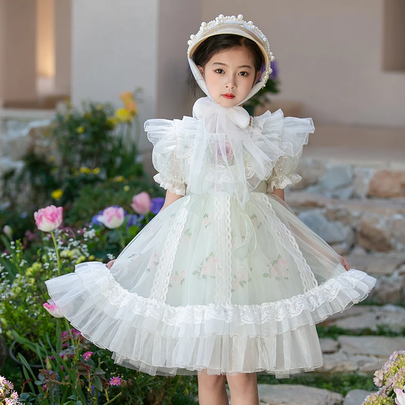 童装夏装新款公主裙子 2024夏季韩版碎花网纱蓬蓬短袖公主连衣裙