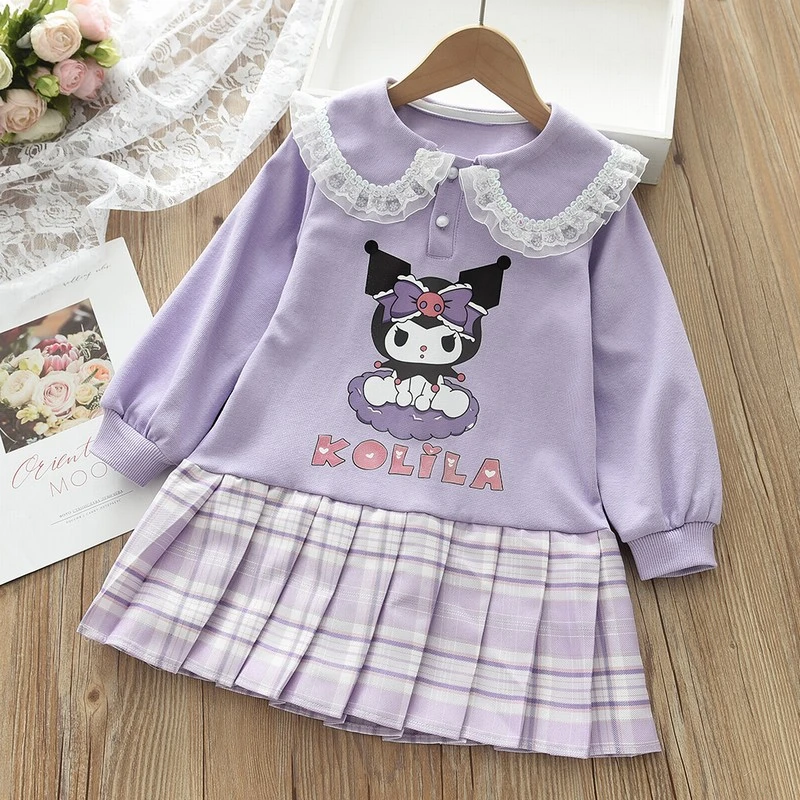 断码 亏米清  秋季儿童酷洛米卫衣裙春秋娃娃领学院风连衣裙子