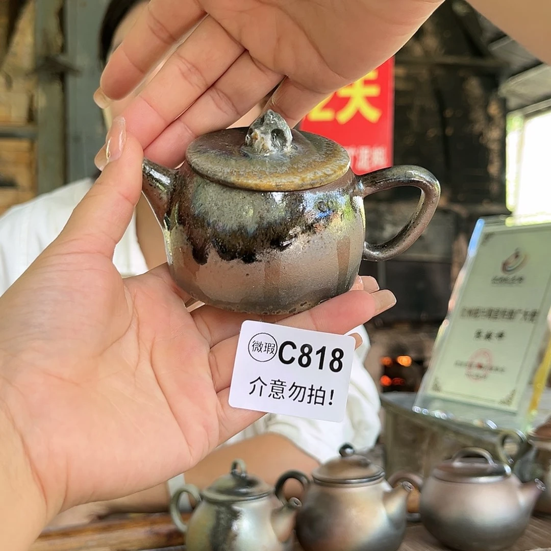 杯坭兴陶纯柴烧原矿泥料纯手工壶