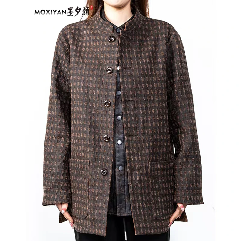 【墨夕颜】2024新款柞蚕丝香云纱男装 原色柞蚕丝开衫外套-MH-610