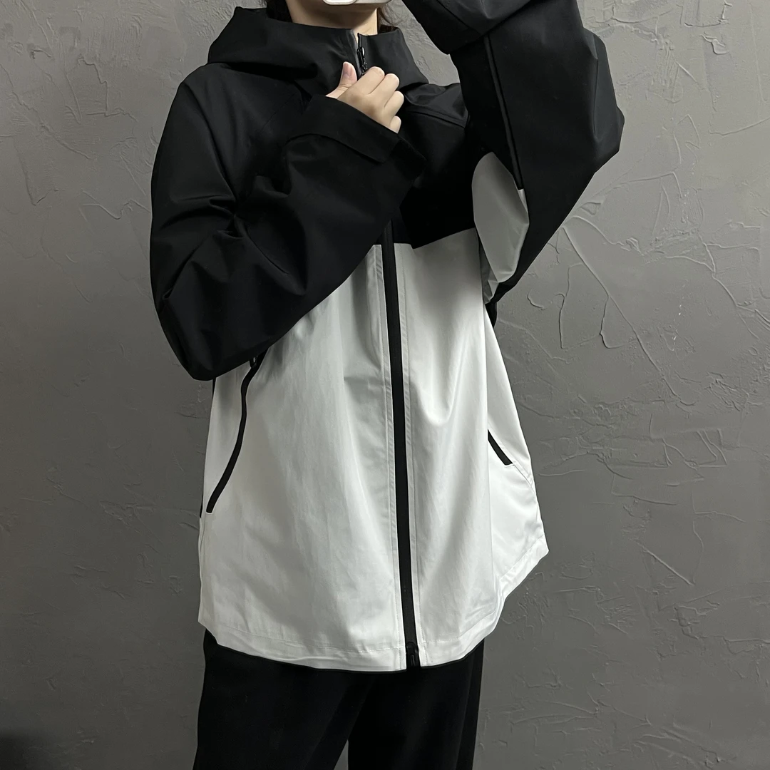 防水防风连帽撞色休闲帽衫时尚百搭秋季冲锋衣外套C4975