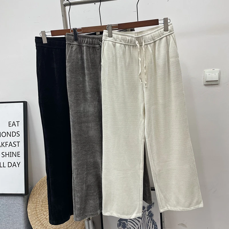 显瘦垂感秋冬休闲裤百搭时尚纯色阔腿裤直筒裤 c5311
