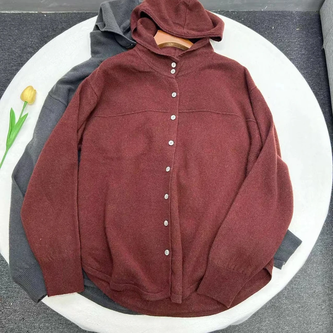 升级厚款秋冬新款连帽针织打底衫休闲薄款针织开衫C6072