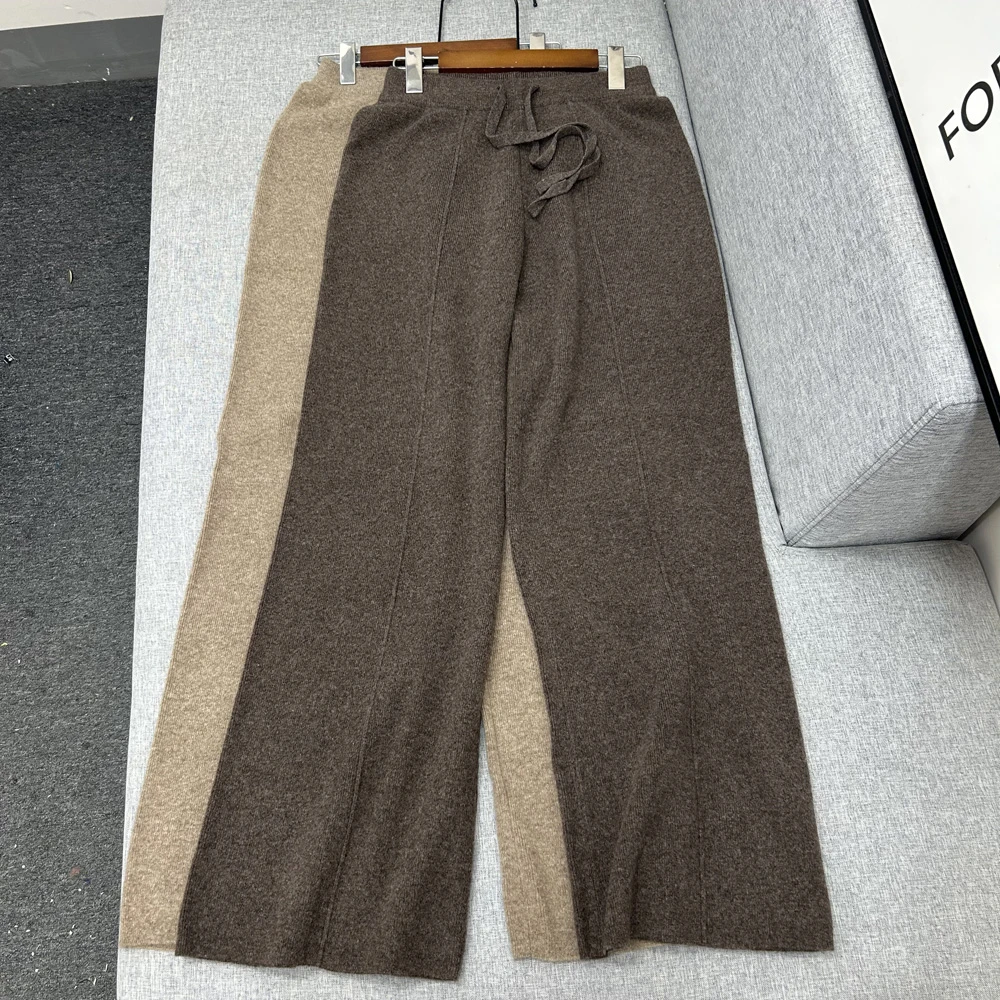 冬季新款厚款全羊毛裤休闲裤时尚设计感垂感长裤C6096