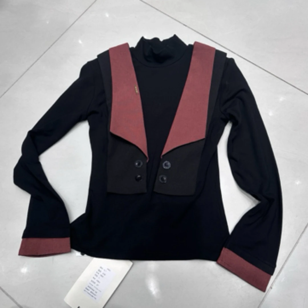 防静电加绒欧美风拼接抗皱修身运动T恤服装套装休闲假两件