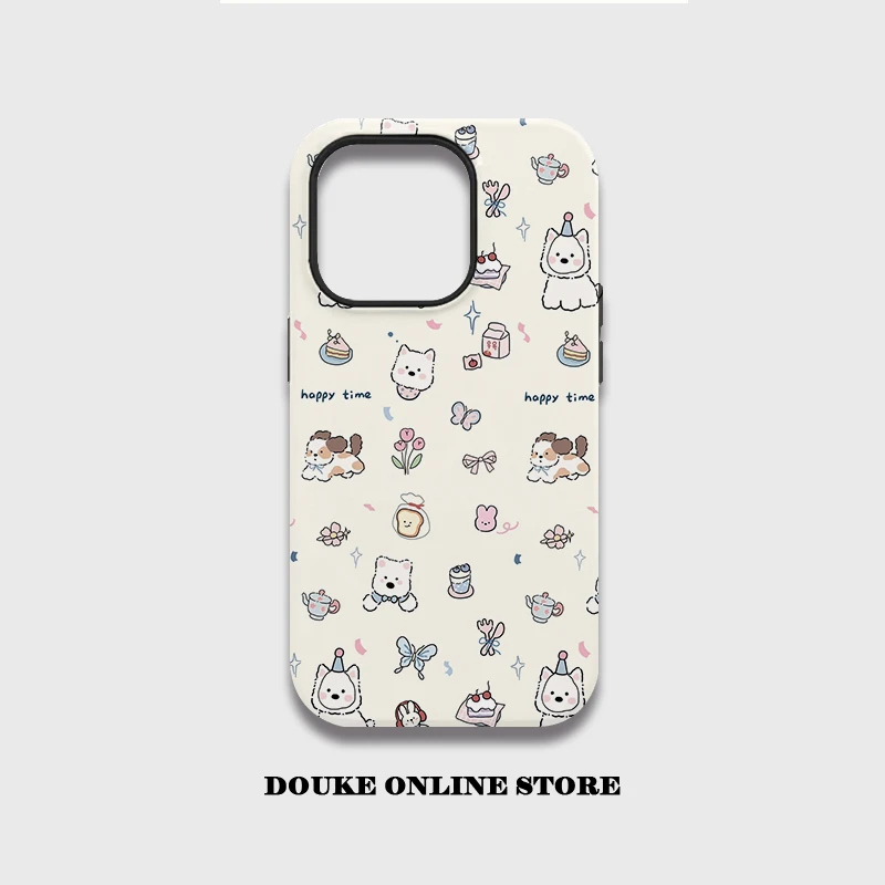 插画狗狗iphone16promax手机壳苹果15小米14华为13适用12可爱创意