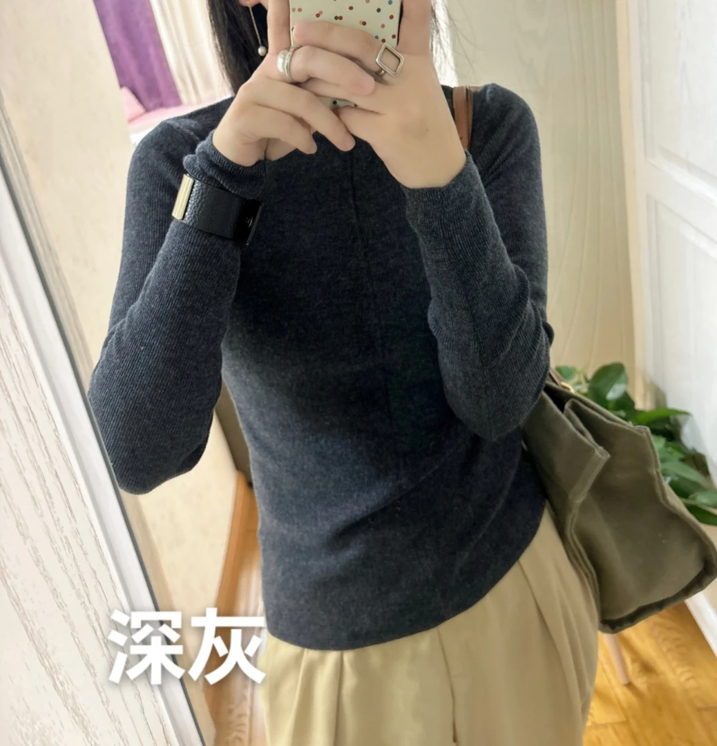 时尚高领修身针织衫女长袖内搭显瘦毛衣上衣