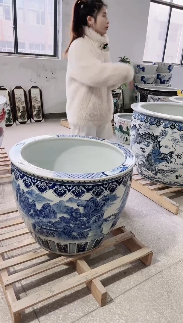 【闪购商品】瓷缸80直径青花山水