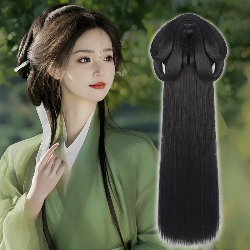 汉服发饰假发包盘发发髻古风一体式假发全套头饰女古装发包垫发