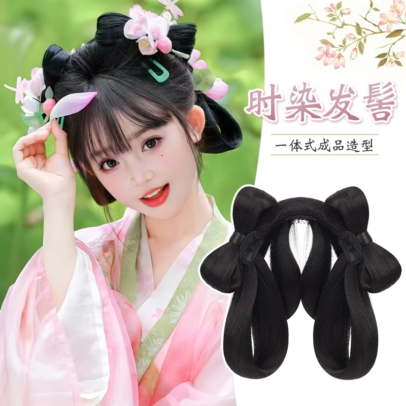古装汉服假发包一体式全套头饰古风假发髻盘发发型蝴蝶结发包垫发