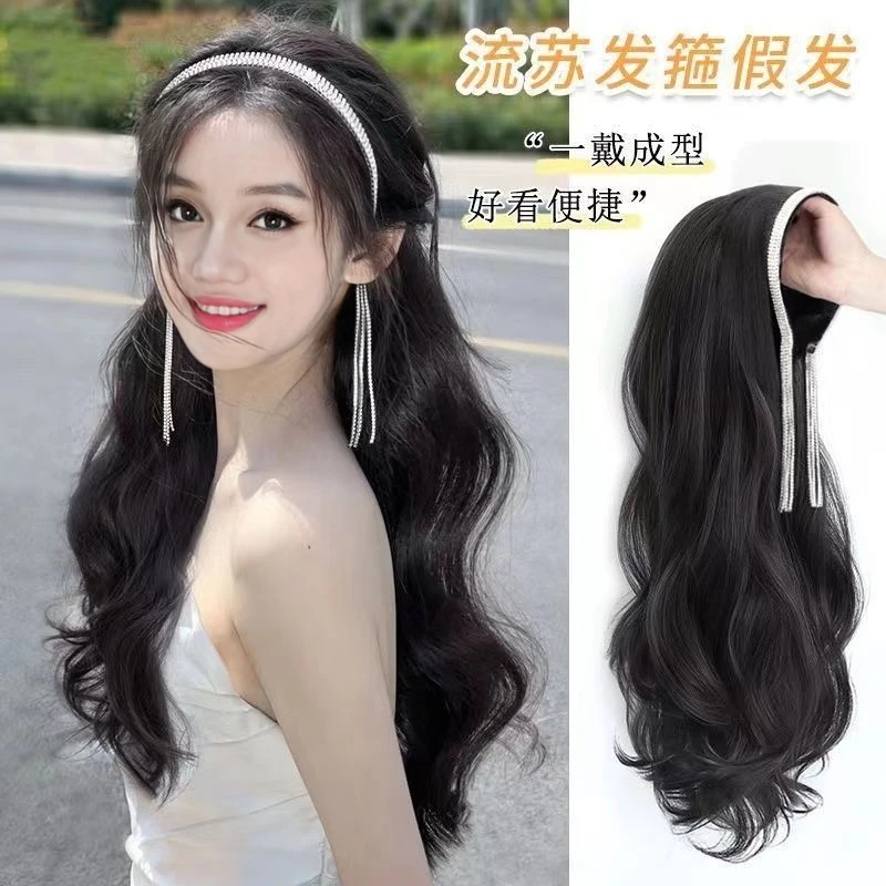 假发长发水钻流苏新中式发箍假发发丝网红同款网红款假发女款仙女
