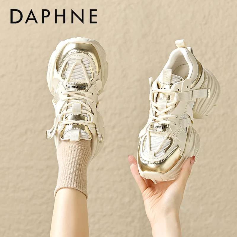 达芙妮厚底老爹鞋女2024秋季新款小个子增高运动休闲鞋子【高能感】