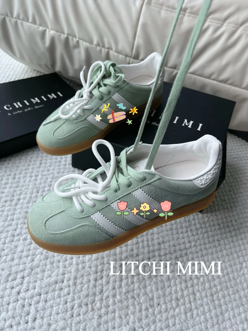 【MIMI】夏日马卡龙 清新绿色德训鞋双鞋带特色阿甘鞋百搭休闲鞋