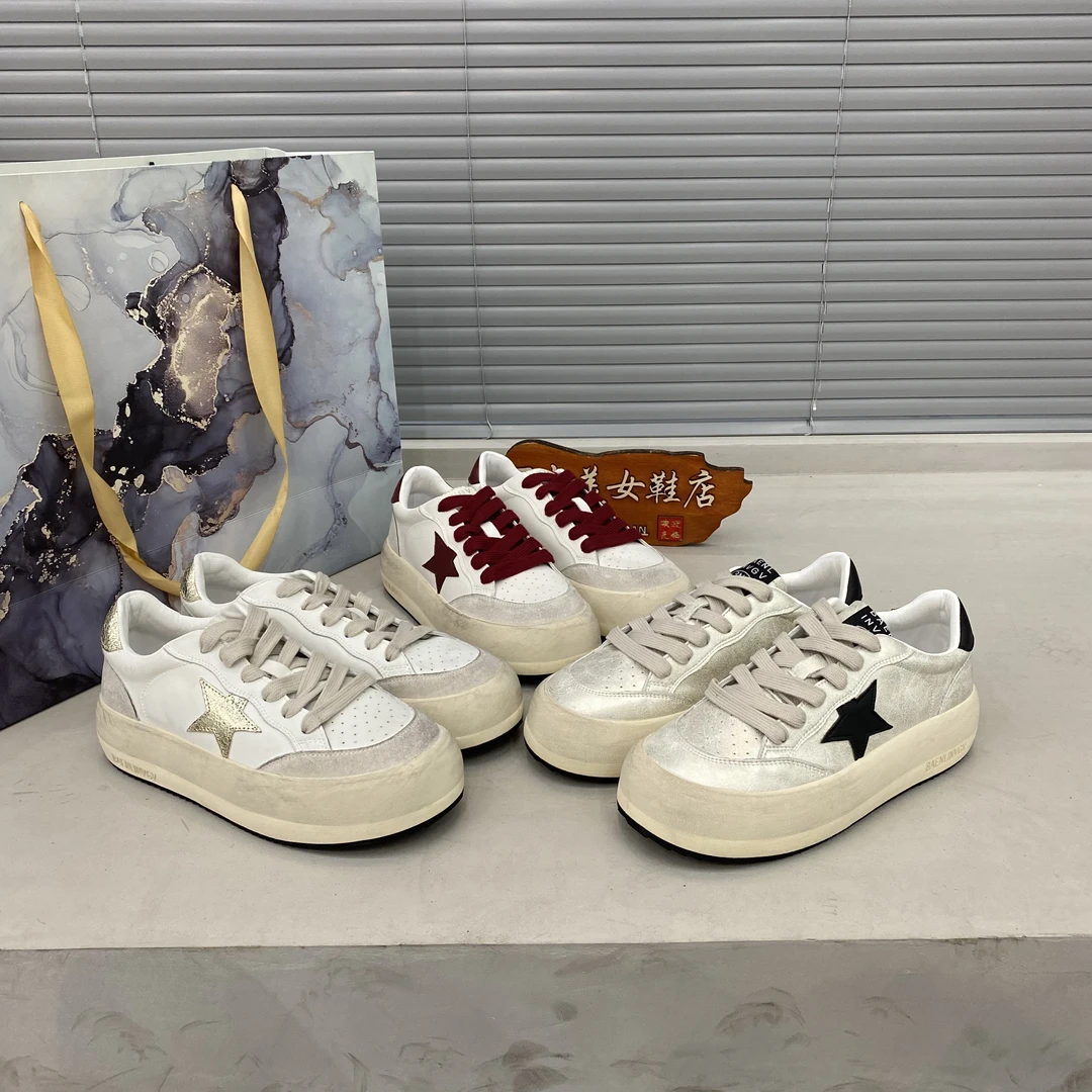 韩版圆头星星松糕休闲鞋2024年爆款系带脏脏休闲鞋个性潮牌女鞋潮