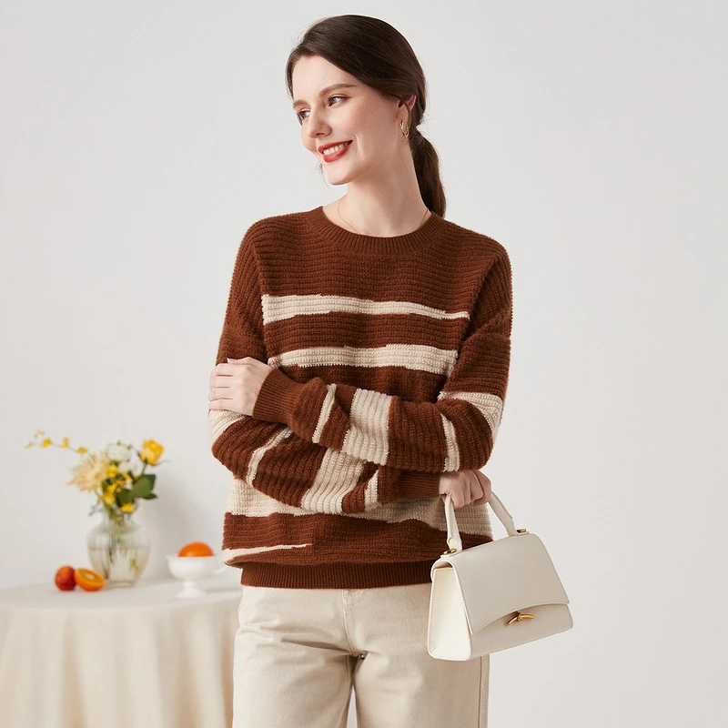 zhaojun/兆君百搭慵懒宽松长袖时尚圆领休闲针织纯羊绒衫ZSR2608