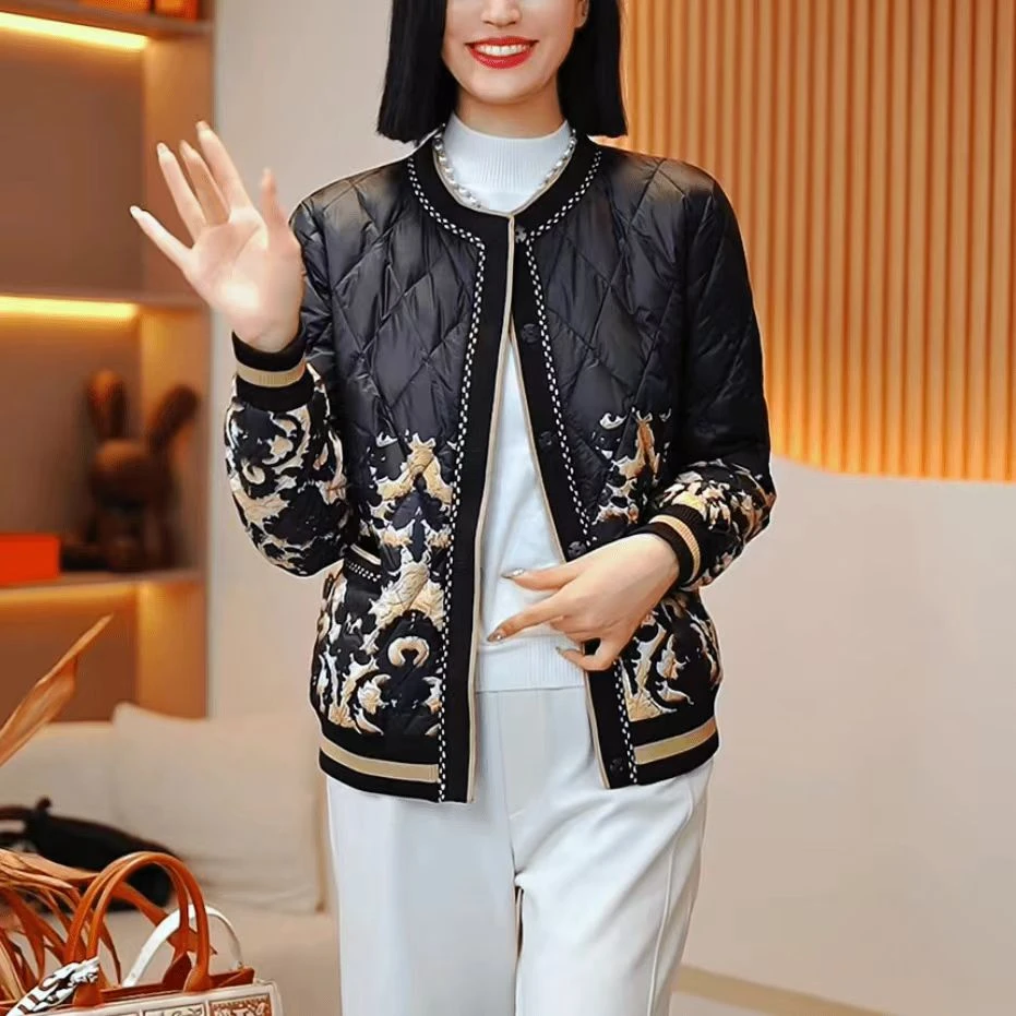 罗马花 2025冬款新品时尚百搭女士休闲显瘦保暖羽绒服-1108