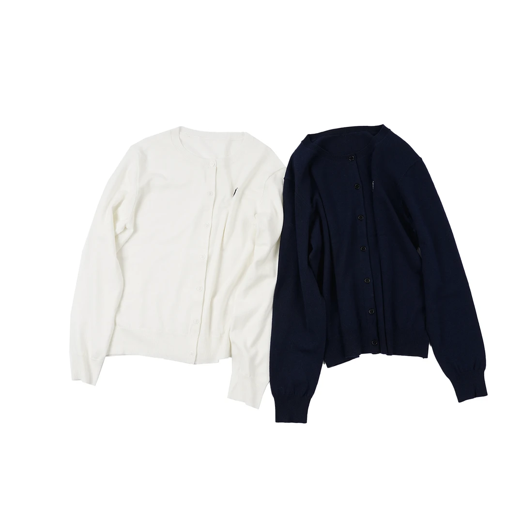 【百搭单排扣针织开衫】YS24MY824时尚休闲纯色圆领套头针织开衫