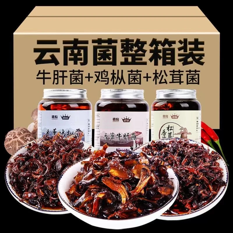 云南特产油鸡枞菌松茸菌牛肝菌即食油菌蘑菇酱下饭菜小吃拌饭拌面