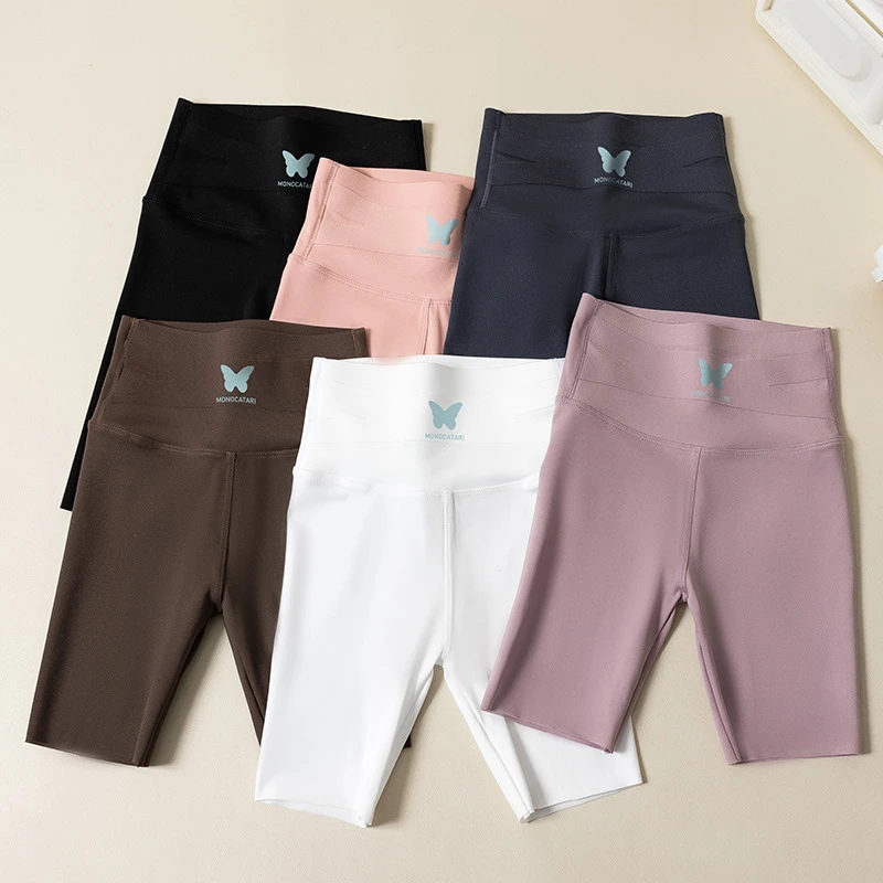 儿童鲨鱼裤蝴蝶高腰五分裤外穿裤不起球锦纶薄款中大女童芭比裤