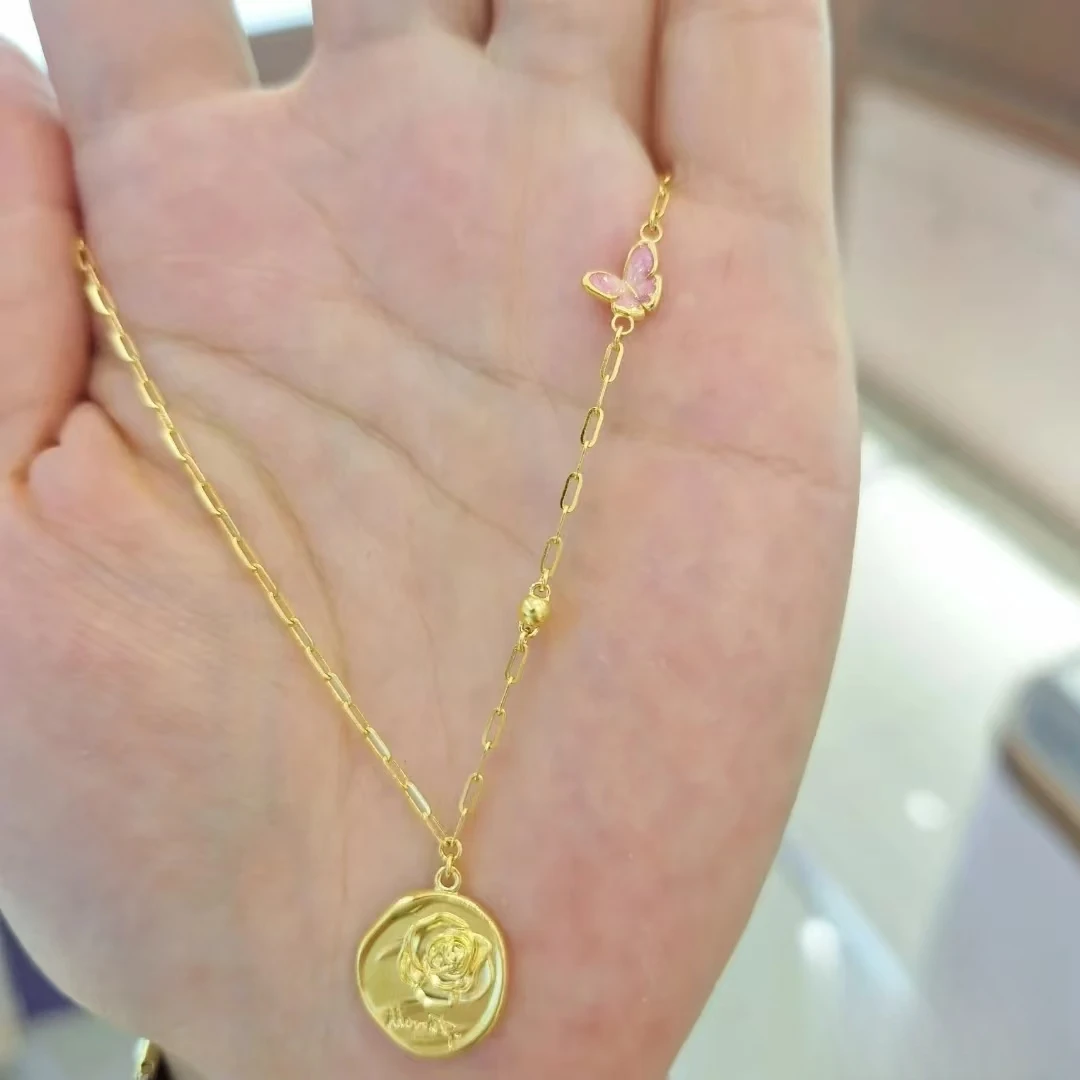 莫奈花园福蝶玫瑰花套链