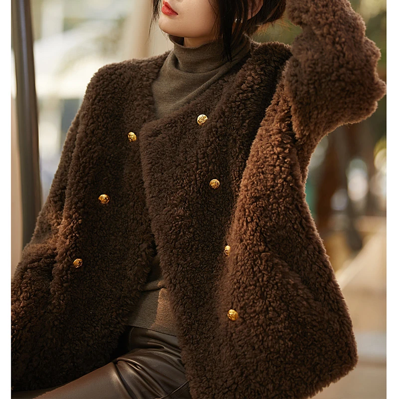 高级感颗粒绒保暖外套女秋冬新款2025年气质名媛轻奢加厚宽松上衣