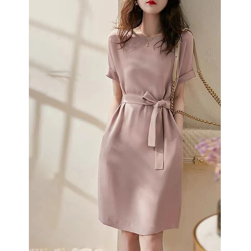 2024新款高级感女装冷淡风气质裙子法式温柔粉色连衣裙女夏