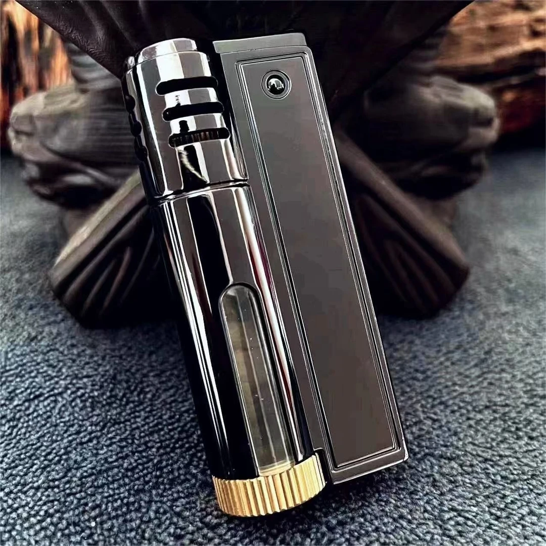 【黑冰】透明可视化油仓高档男士防风煤油打火机个性经典怀旧