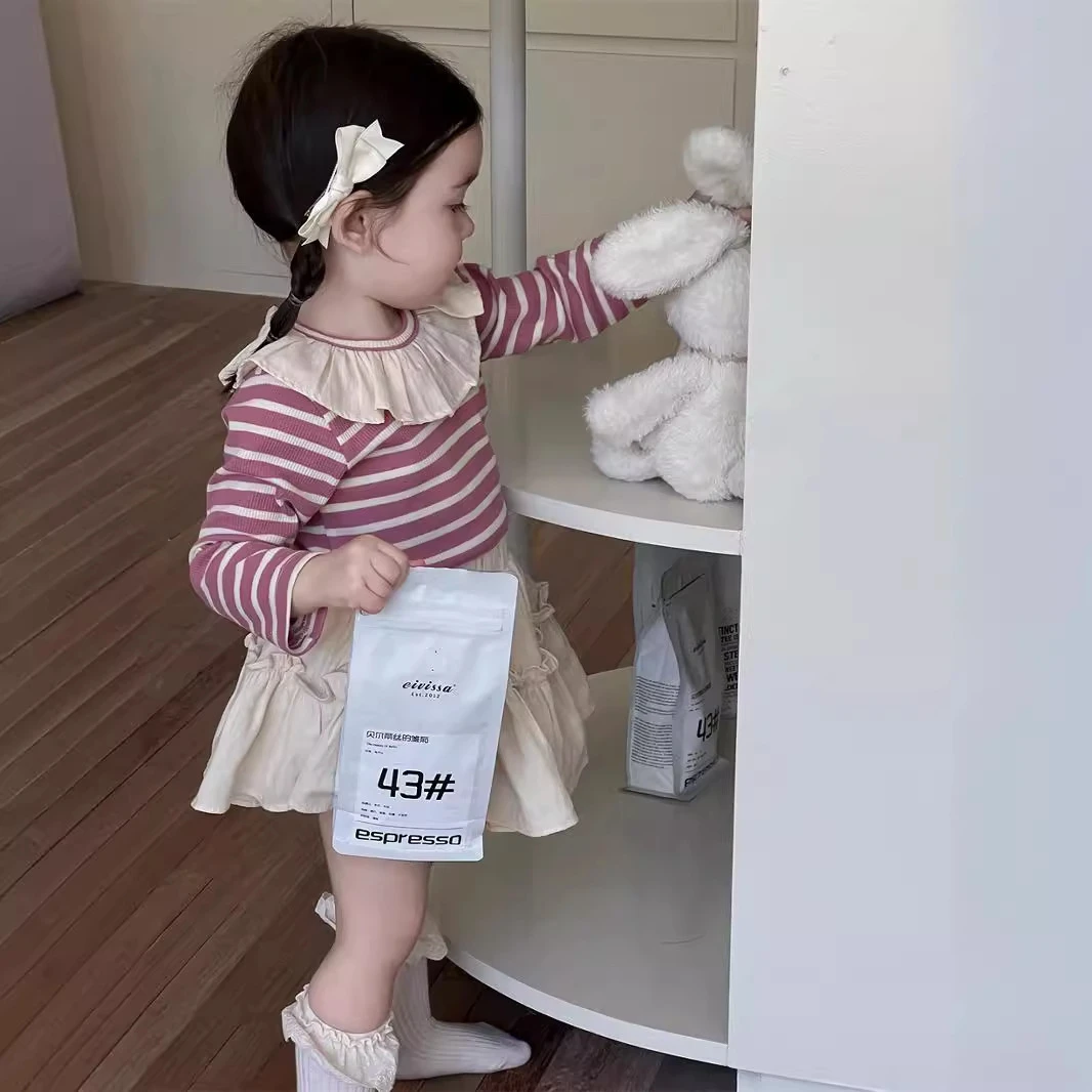 女童条纹娃娃衫套装秋季衣服韩版童装儿童套装2024秋款宝宝秋装