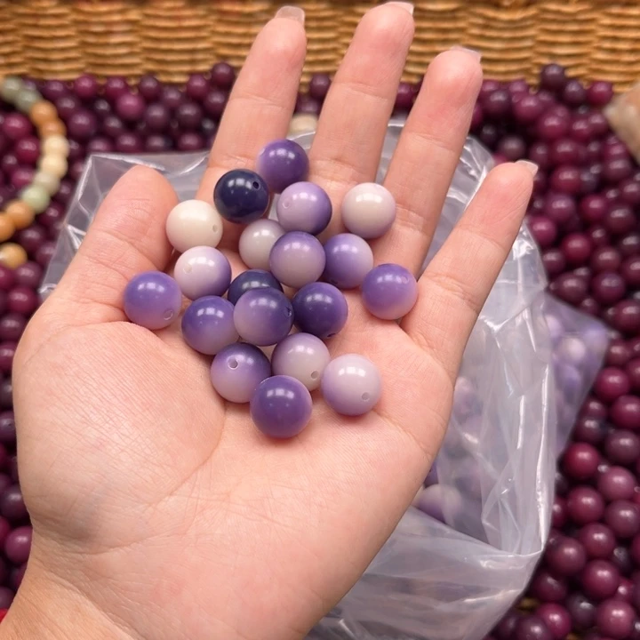 白玉菩提吊坠q12mm/110颗 紫飘圆珠
