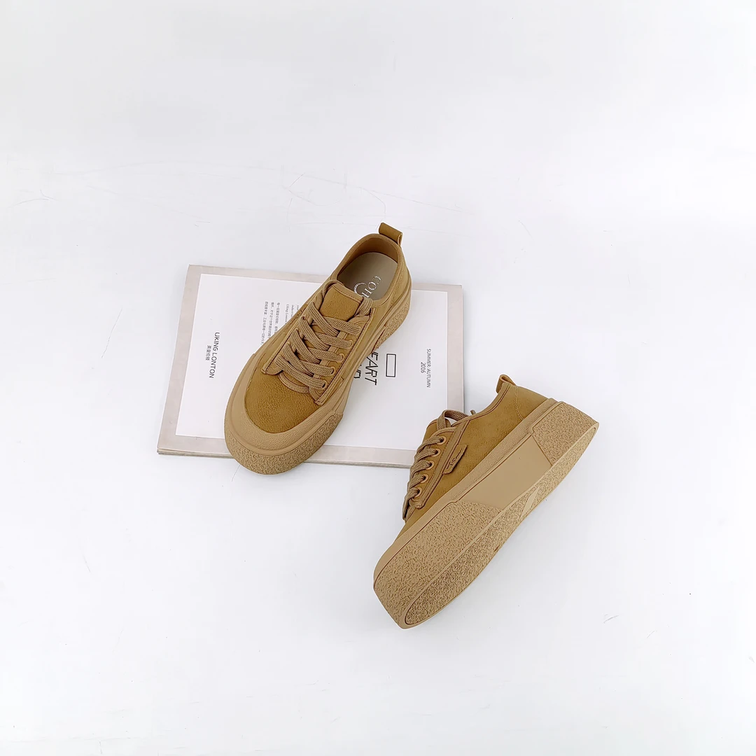 2023年秋冬新款厚底增高显瘦松糕底板鞋时尚系带女休闲鞋0011850