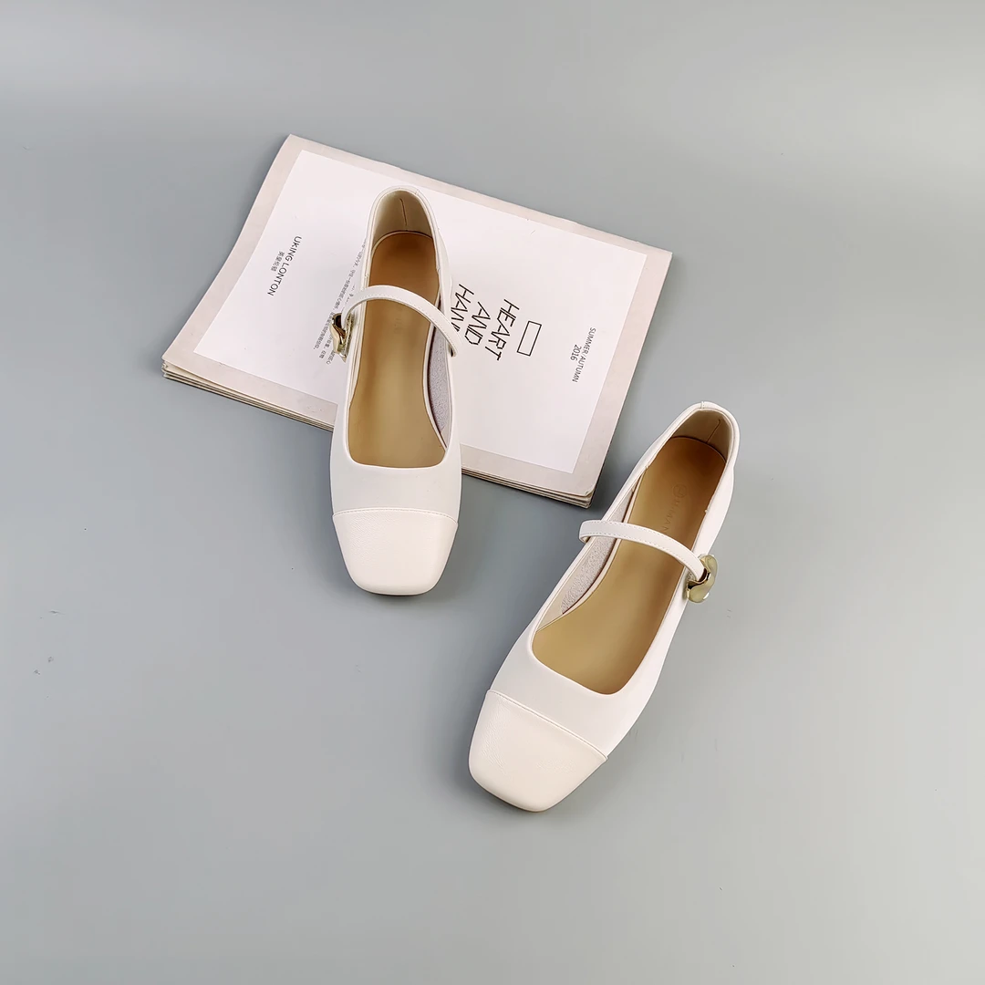 2024夏季新款方头平底一字带时尚舒适玛丽珍女单鞋-878