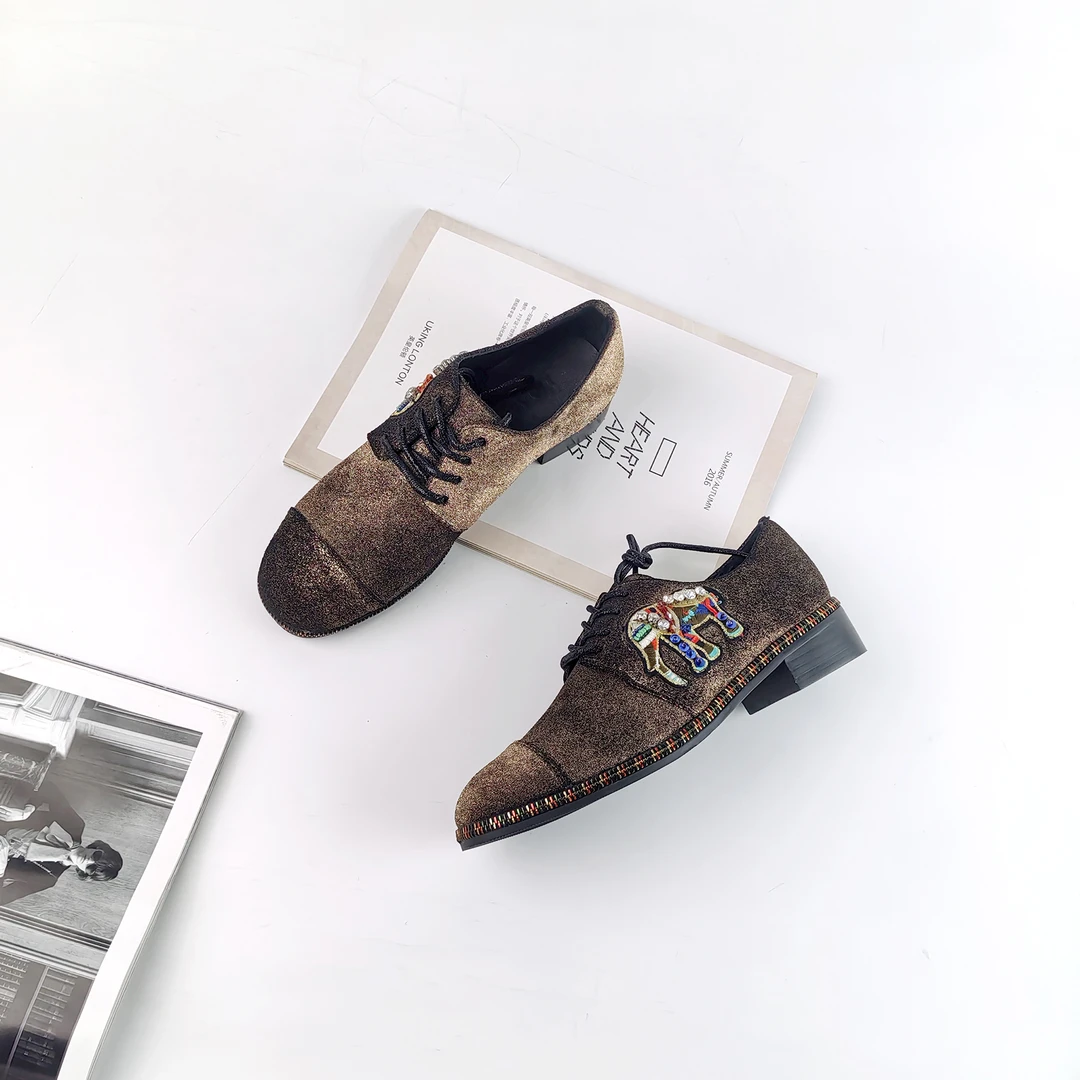 2024新款秋季中跟英伦风小皮鞋圆头百搭女士深口系带乐福鞋-03