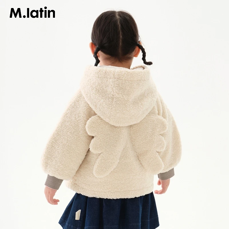 马拉丁童装儿童棉服冬装款女小童可爱翅膀装饰蓬松柔软棉夹克