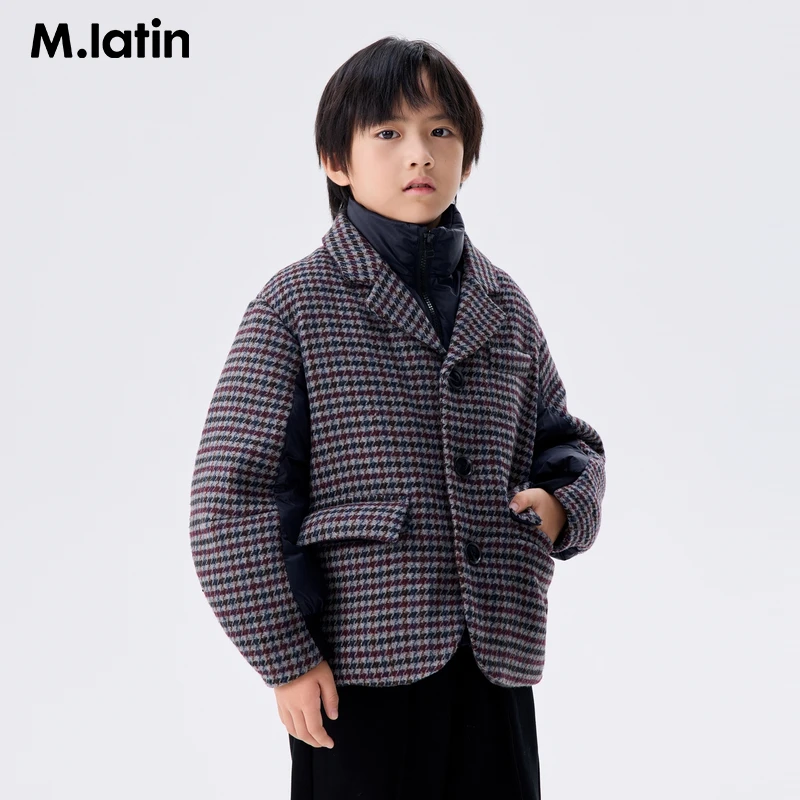 【商场同款】马拉丁羽绒服2024冬新款男大童假两件西装羽绒夹克
