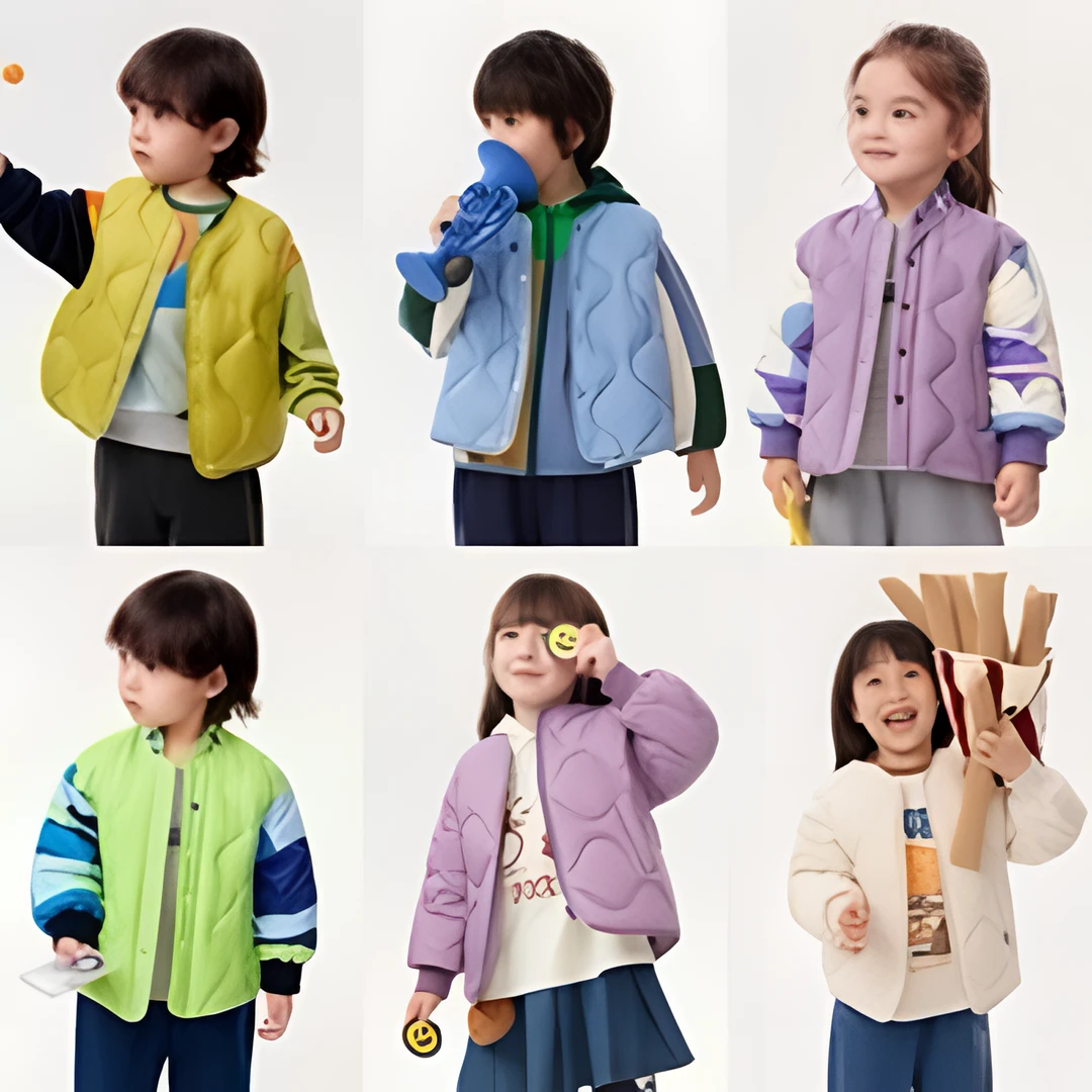 【马拉丁羽绒服拼链】冬季童装撞色印花儿童保暖外套