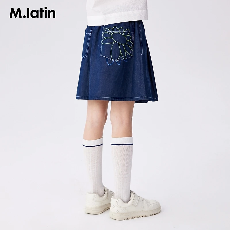 马拉丁童装儿童腰裙夏装款女童大童刺绣主题复古学院风腰裙