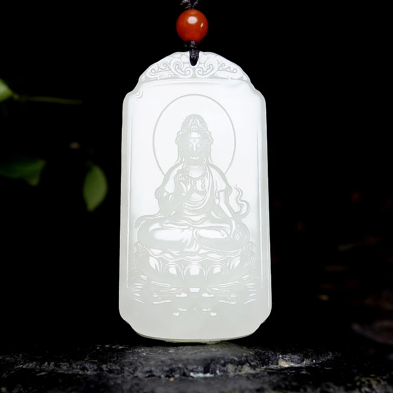 精品和田玉白玉《普度众生》观音挂件392