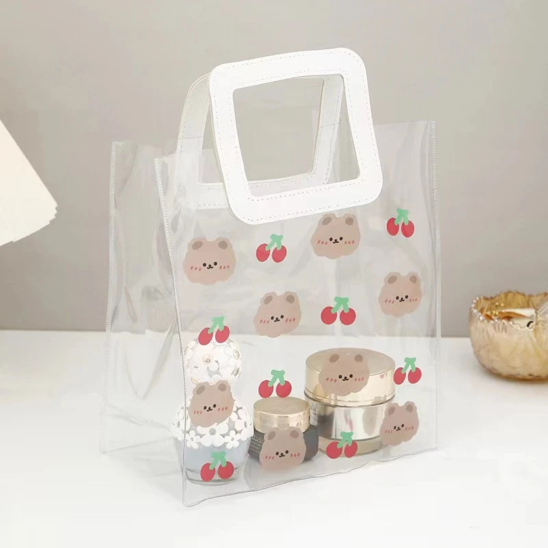 透明加厚手提防水果冻包可爱好看高颜值网红小清新防水包卡通可爱