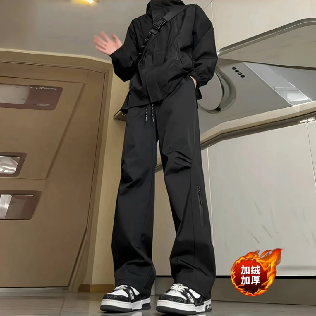 冲锋裤男款秋冬季加绒加厚防风工装裤直筒休闲裤机能裤户外登山裤