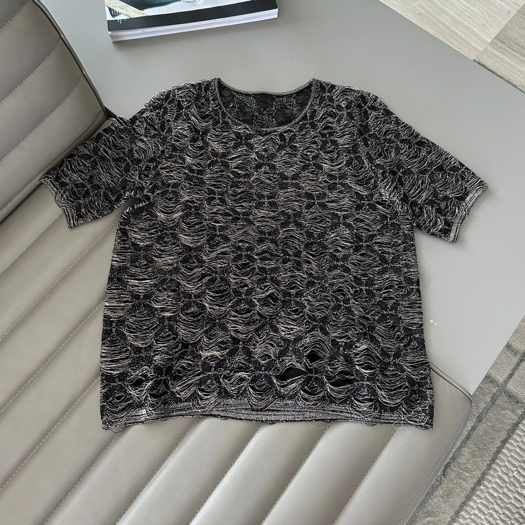 旦旦春夏进口定制纱线金线挑织时尚上衣GJ04058